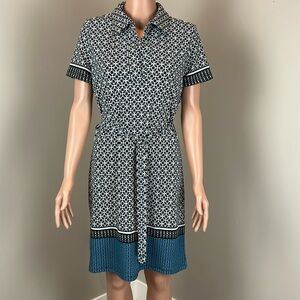 Elegant Black and Blue Patterned Dress